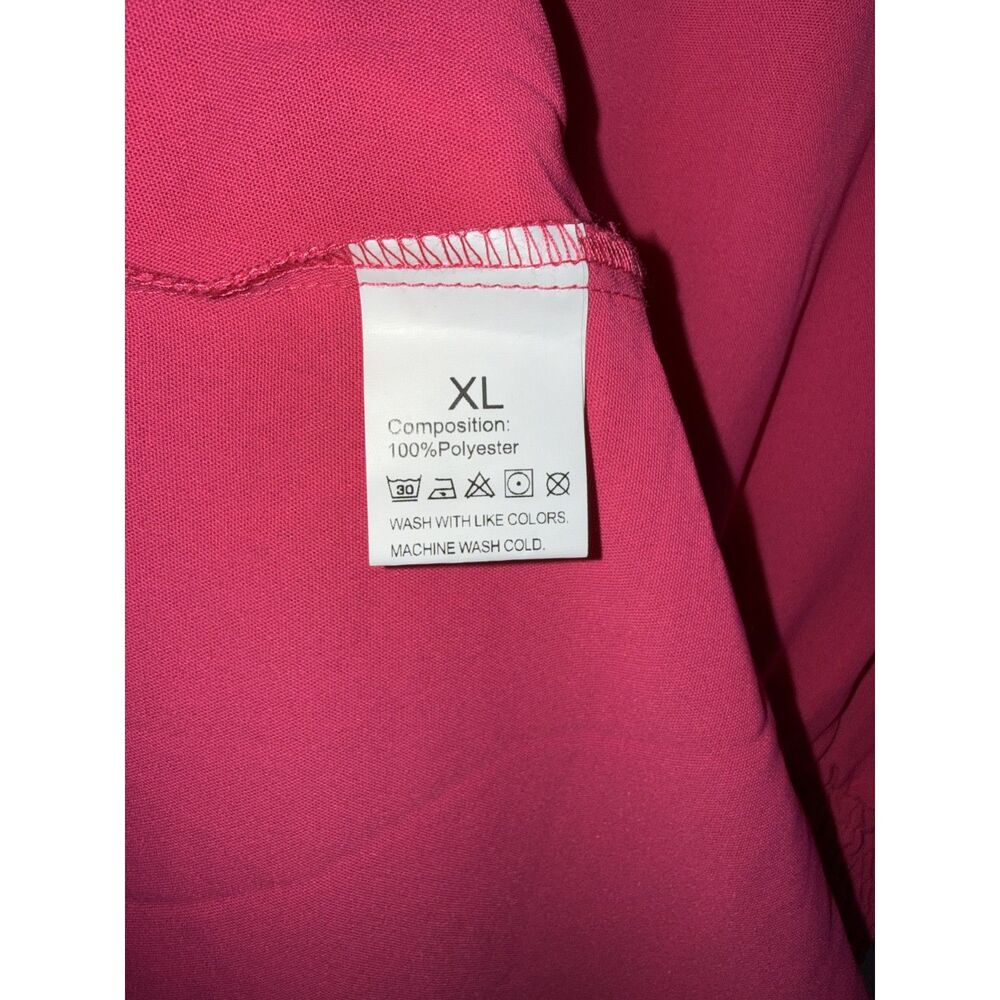 Hot Pink V-Neck Faux Wrap Maxi Dress Smocked Waist XL - Picture 6 of 7